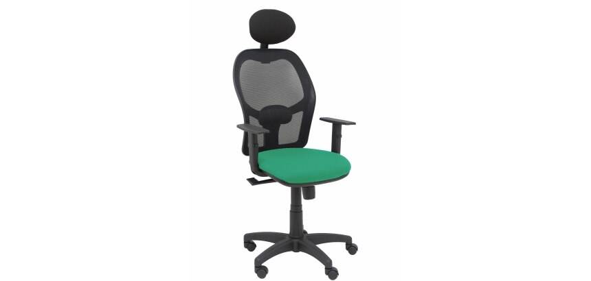 Silla de oficina Alocén malla con brazos regulables y cabecero - Asiento Verde