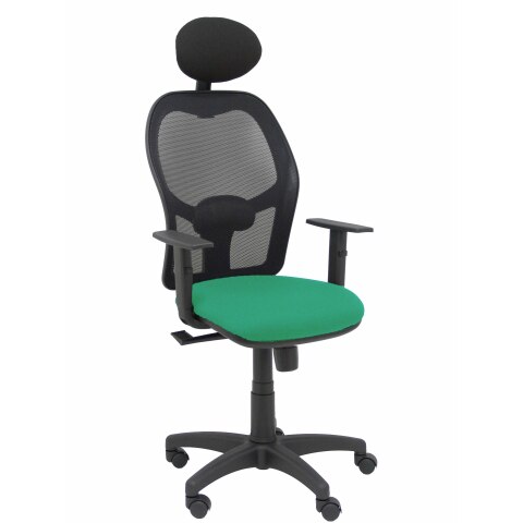 Silla de oficina Alocén malla con brazos regulables y cabecero - Asiento Verde