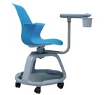 Silla Confidente con ruedas y bandeja giratoria azul 46cms