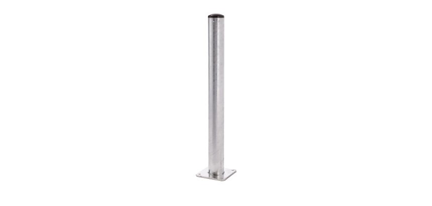 Poteau Ø 89 mm x 3,2 mm d'épaisseur
Large platine pour résister à des chocs importants 180 x 180 x 8 mm d'épaisseur
