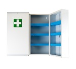 Armoire à pharmacie 2 portes grand modèle, Tôle Blanche / Croix verte, 530 x 530 x 190 mm