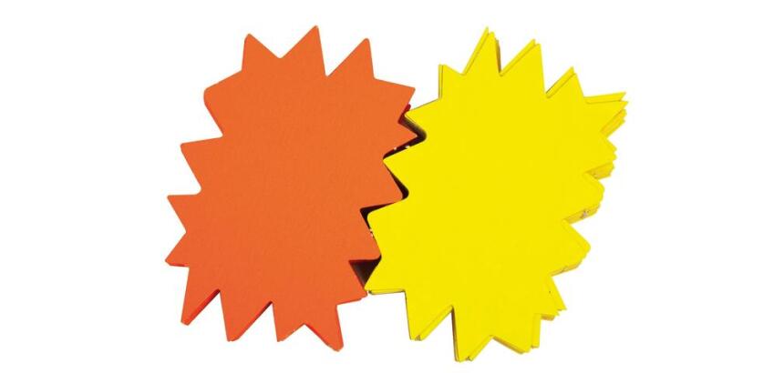 Etiquette carton fluo jaune/orange forme éclatée 24 x 32 cm Apli - Boîte de 10