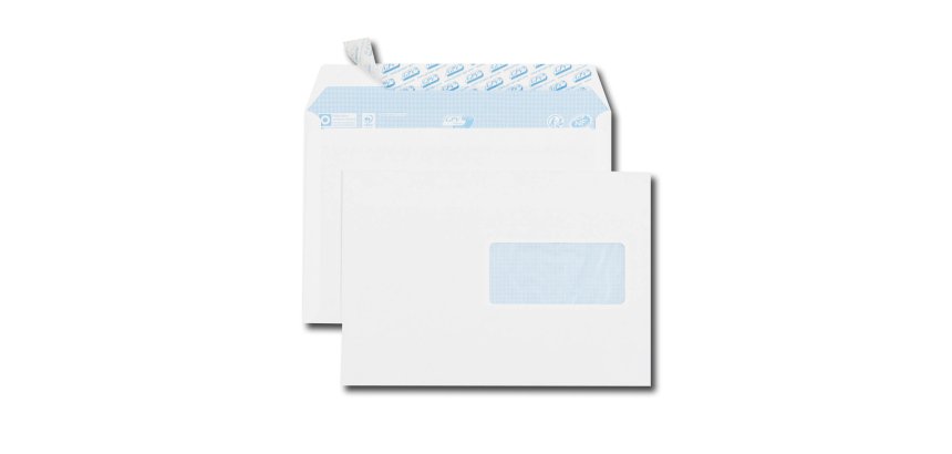 Enveloppe blanche 162 x 229 GPV 80 g avec fenêtre 45 x 100 mm - Boîte de 500