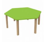 Table Fabiano Kids hexagonale avec pieds en bois - Taille T2 - Ecole maternelle