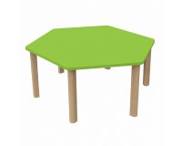 Table Fabiano Kids hexagonale avec pieds en bois - Taille T2 - Ecole maternelle