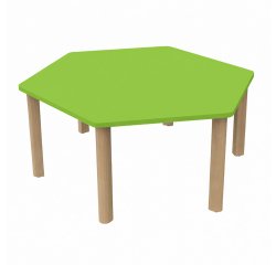 Zeshoekige tafel Fabiano Kids met houten onderstel - Maat T2 – Kleuterklas