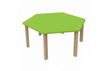 Zeshoekige tafel Fabiano Kids met houten onderstel - Maat T2 – Kleuterklas