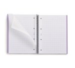 Notebook Eco Emotions, Carton recyclé, A4, quadrillage 5x5 mm, 80 feuilles de 1 couleur,  Miquelrius, Lavande.
