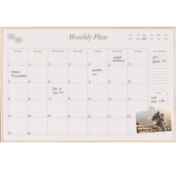 Pizarra Planning Earth mensual magnetica enmarcada en madera maciza 585X385