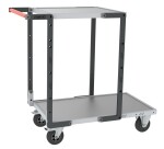 Servante Flatpack 2 plateaux tôle galvanisée 250 kg 850 x 500 mm et 550 x 500 mm roue caoutchouc