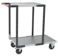 Servante Flatpack 2 plateaux tôle galvanisée 250 kg 850 x 500 mm et 550 x 500 mm roue caoutchouc