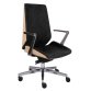Chaise de bureau MOON WOOD, bois hêtre naturel, mécanisme synchrone, accoudoirs fixes, pieds en aluminium