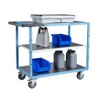 Servante mécano-soudée 3 plateaux tôle galvanisée 250 kg 1000 x 600 mm roue TPE