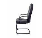 Fauteuil visiteur Villa - piétement luge sur patin - similicuir noir