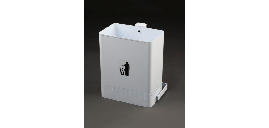 Papelera blanca de pared basculante chapa electrocincada 20L Dahi