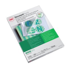Paquete de 100 fundas de plastificación térmica GBC A3, 2 x 75 micras, brillante