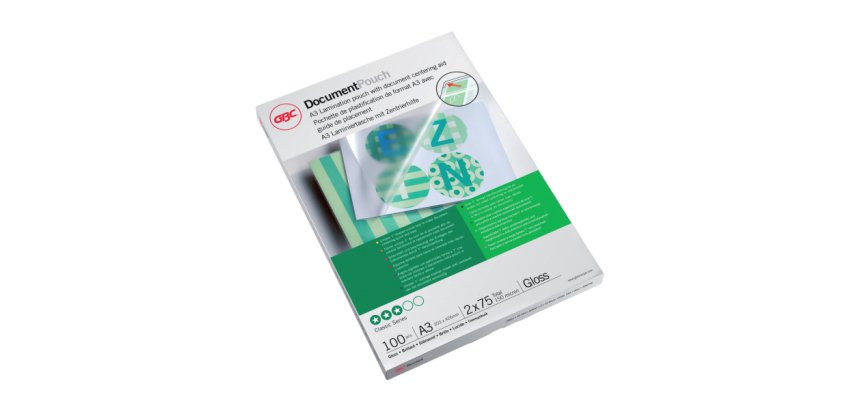 Paquete de 100 fundas de plastificación térmica GBC A3, 2 x 75 micras, brillante