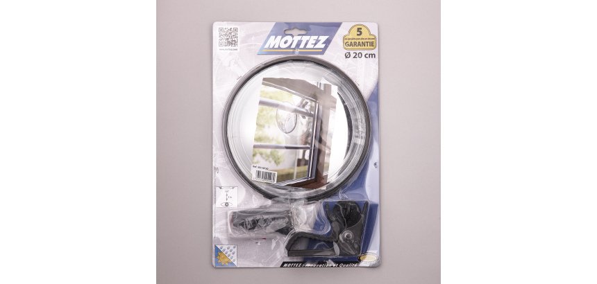 Miroir nomade avec pince pour fixation Ø 20cm