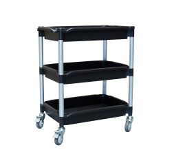 Desserte 3 plateaux bacs 180 kg 645 x 410 mm roue TPE