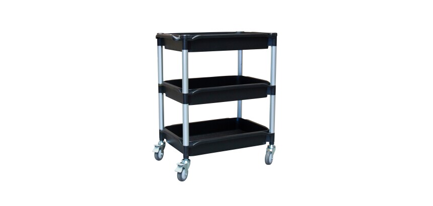 Desserte 3 plateaux bacs 180 kg 645 x 410 mm roue TPE