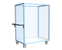 Servante grillagée 3 côtés plateau bois 250 kg 1200 x 800 mm roue TPE