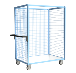 Servante grillagée 3 côtés plateau bois 250 kg 1200 x 800 mm roue TPE