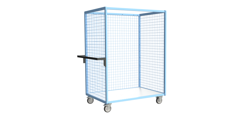 Servante grillagée 3 côtés plateau bois 250 kg 1200 x 800 mm roue TPE