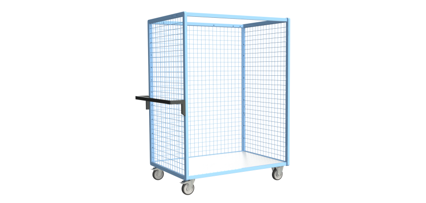 Servante grillagée 3 côtés plateau bois 250 kg 1200 x 800 mm roue TPE