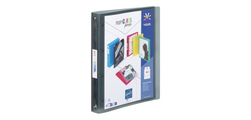 Classeur souple personnalisable - 4 anneaux - A4 - Dos 3,5 - Propyglass VIQUEL - Noir