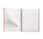 Notebook The Original, Couverture souple, A4, quadrillage 5x5 mm, 80 feuilles de 1 couleur, Miquelrius, Rouge.
