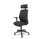 Silla de oficina Parolis respaldo malla negro con cabecero y asiento aran negro