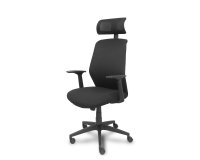Silla de oficina Parolis respaldo malla negro con cabecero y asiento aran negro