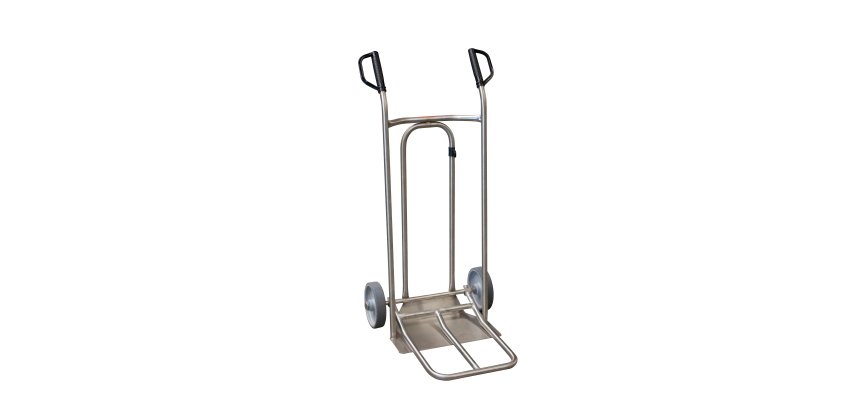 Diable pliant inox 250 kg bavette mixte poignée à garde roue caoutchouc