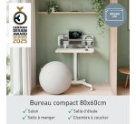 Bureau Leitz assis-debout à roulettes L 80 x P 60 cm compact + Organiseur de bureau avec support pour ordinateur portable  Leitz Ergo