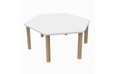 Zeshoekige tafel Fabiano Kids met houten onderstel - Maat T1 - Kleuterklas