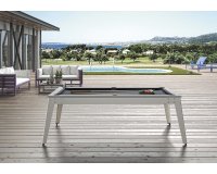 Billard Caraïbes Extérieur 203x116, pieds blancs, drap gris