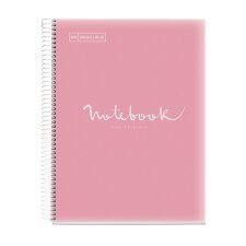 Notebook Emotions, Couverture souple, A4, séyès, 80 feuilles de 1 couleur, Miquelrius, Rose.
