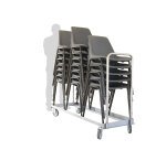 Chariot porte-chaises pliables et empilables 150 kg roue non tachante