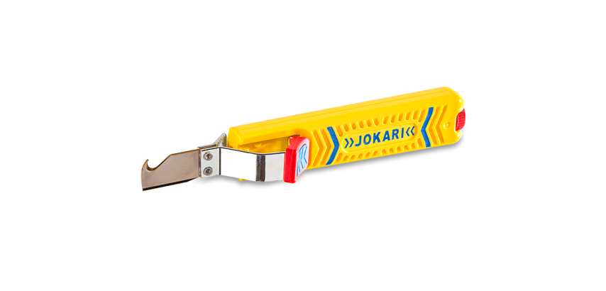 Couteau à câble n°28H SECURA Jokari – Pour câbles ronds de 8 à 28 mm – Lame TiN avec crochet