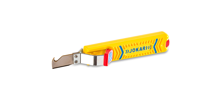 Couteau à câble n°28H SECURA Jokari – Pour câbles ronds de 8 à 28 mm – Lame TiN avec crochet
