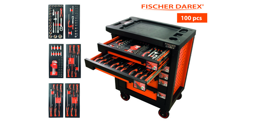 Servante équipée de 100 outils avec 6 modules