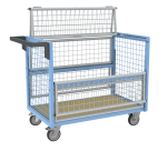 Chariot conteneur grillagé avec toit, 1000 x 600 mm, 250 kg
