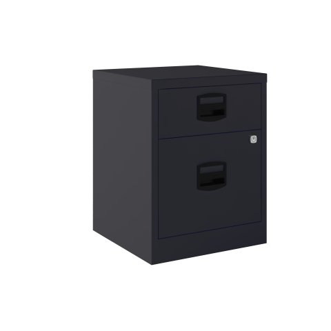 Cajonera monoblock PFAM1S1F Bisley 1 cajón personal, 1 cajón archivo. Móvil 40cm - Negro - Negro