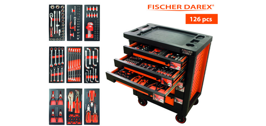 Servante équipée de 126 outils avec 9 modules