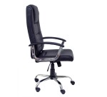 Modéle Guadalimar - Fauteuil de Direction Basculent ,Accoudoirs Fixes ,Piètement chromée ,Roulettes en nylon, Simili cuir Noir