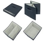 Caja de tela para almacenaje con tapa L, 2 piezas, gris