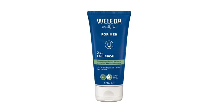 Weleda men 2in1 reinigingsgel voor gezicht & baard 100ml
