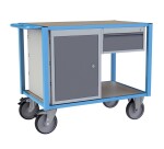 Servante établi équipée 1 tiroir + 1 bloc porte plateau médium 1060 x 680 mm 500 kg roue TPE