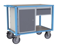 Servante établi équipée 1 tiroir + 1 bloc porte plateau médium 1060 x 680 mm 500 kg roue TPE