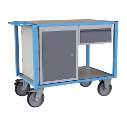 Servante établi équipée 1 tiroir + 1 bloc porte plateau médium 1060 x 680 mm 500 kg roue TPE